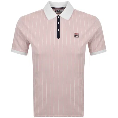 Fila Vintage Fila Bb1 Pinstripe Polo T Shirt Pale Pink