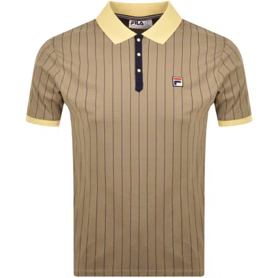 Fila Vintage Fila Bb1 Stripe Polo T Shirt Brown