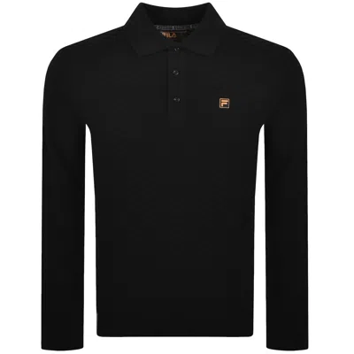 Fila Vintage Fila Brick Long Sleeve Polo T Shirt Black