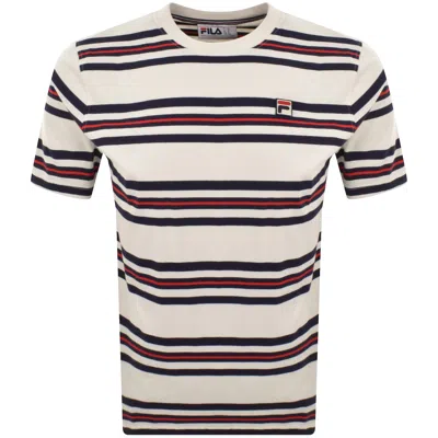 Fila Vintage Fila Cesare Stripe T Shirt Cream In White