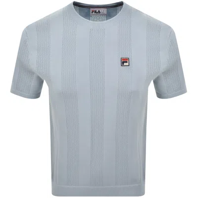 Fila Vintage Fila Corrado Knitted Panel T Shirt Blue