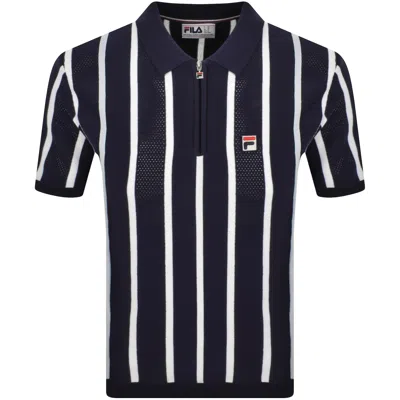 Fila Vintage Fila Giorgio Crochet Polo Shirt Fila Navy In Blue