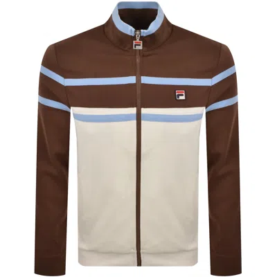 Fila Vintage Fila Giovanni Zip Track Top Cream In Brown
