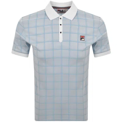 Fila Vintage Fila Ignazio Tonal Check Polo T Shirt Blue
