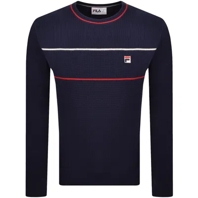 Fila Vintage Fila Kallum Waffle Knit Jumper Navy In Blue
