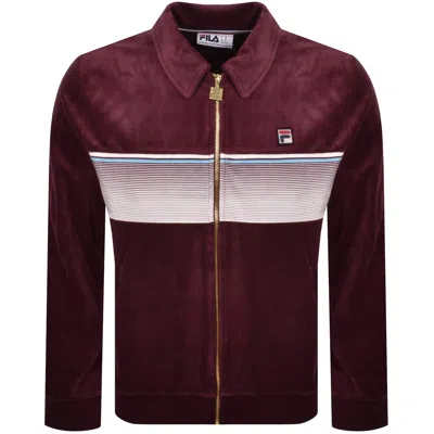 Fila Vintage Fila Malakai Velour Track Top Burgundy In Brown