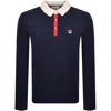 Fila Vintage Fila Nowell Waffle Knit Polo Jumper Navy In Blue