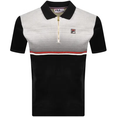 Fila Vintage Fila Paco Velour Polo T Shirt Black