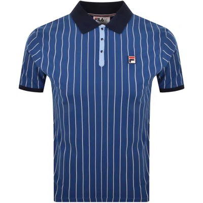 Fila Vintage Fila Pinstripe Polo T Shirt Blue