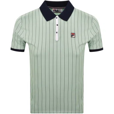 Fila Vintage Fila Pinstripe Polo T Shirt Green