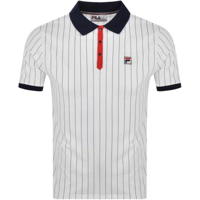 Fila Vintage Fila Pinstripe Polo T Shirt White