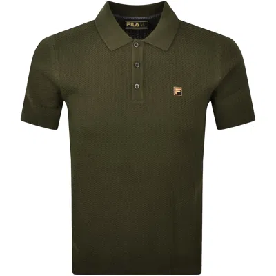 Fila Vintage Fila Sander Textured Knit Polo T Shirt Green