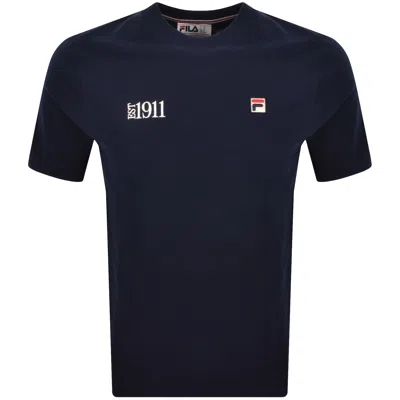 Fila Vintage Fila Silvio Simple T Shirt Navy In Blue