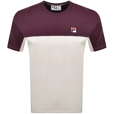 Fila Vintage Fila Tiebreaker Colour Block T Shirt Purple In Burgundy