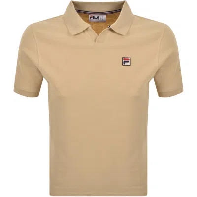 Fila Vintage Fila Tristiano Textured Polo T Shirt Beige In Brown