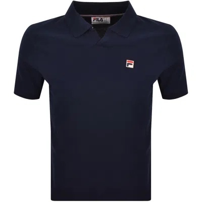 Fila Vintage Fila Tristiano Textured Polo T Shirt Navy In Blue