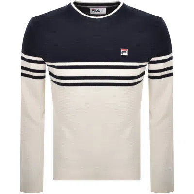 Fila Vintage Logo Nate Knit Jumper Navy In Blue