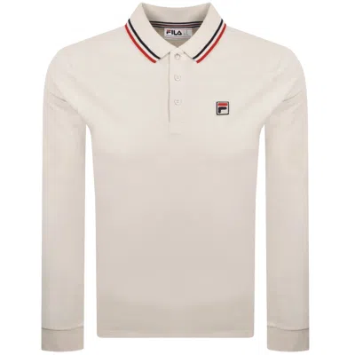 Fila Vintage Monte Long Sleeve Polo T Shirt Cream