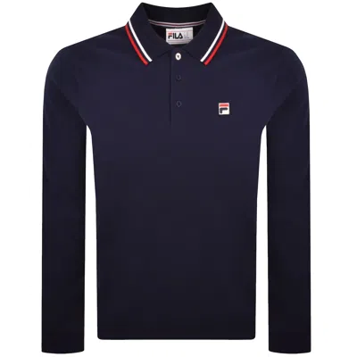Fila Vintage Monte Long Sleeve Polo T Shirt Navy