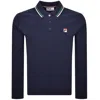 Fila Vintage Monte Long Sleeve Polo T Shirt Navy In Blue