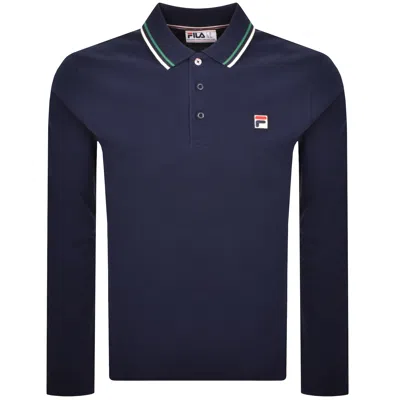 Fila Vintage Monte Long Sleeve Polo T Shirt Navy In Blue