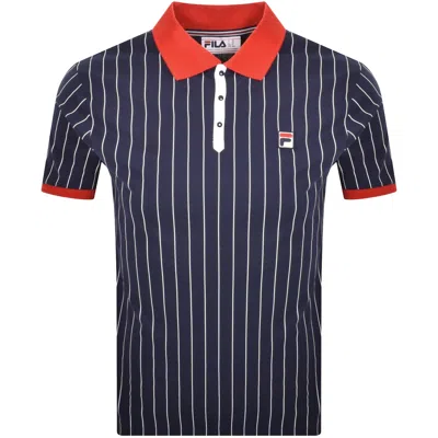 Fila Vintage Pinstripe Polo T Shirt Navy In Blue