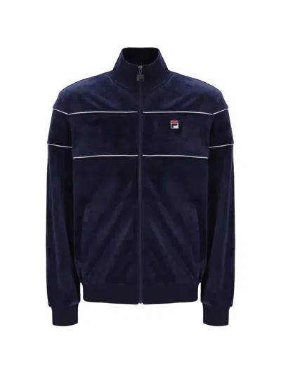 Fila Piping-detail Logo-patch Track Jacket In Blue