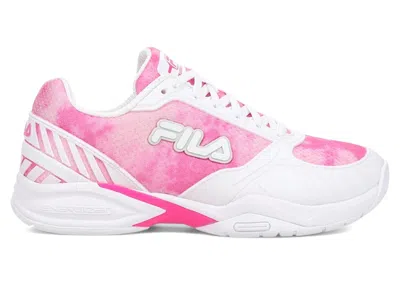 Pre-owned Fila Volley Zone (women's) Sneakers In Pink Glo/white/metallic Silver