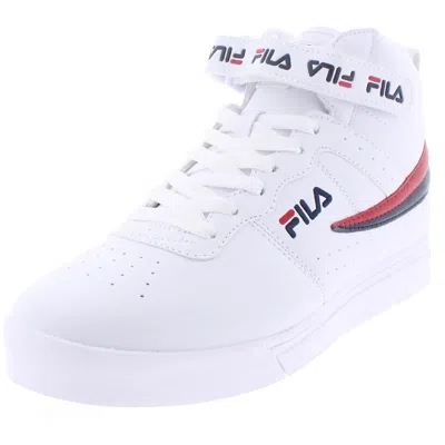Fila Vulc 13 Repeat Logo Womens Faux Leather Mid Top Basketball Shoes