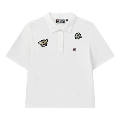 Fila (wmns)  Bee Flower Embroidered Short Sleeve Polo Shirt White