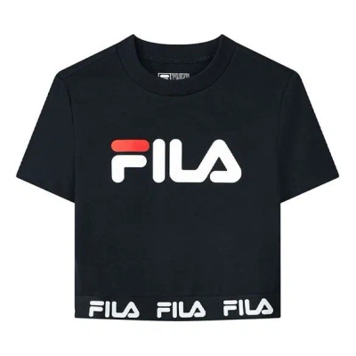 Fila (wmns)  Logo Printing Round-neck Tee Blue In Black