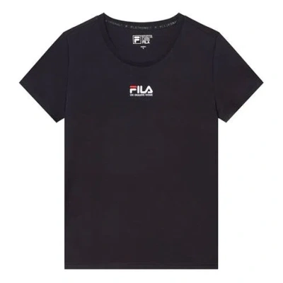 Fila (wmns)  Short Sleeve 2019 Minimalistic Embroidered Skin Friendly Short Sleeve T Blue In Black