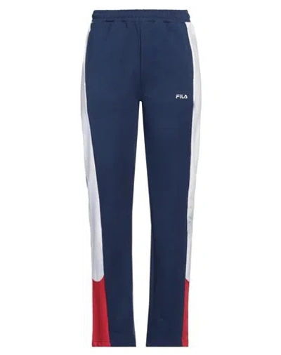 Fila Woman Pants Navy Size M Cotton, Polyester In Navy Blue