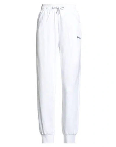 Fila Woman Pants White Size Xs Cotton, Elastane