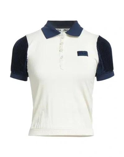 Fila Woman Polo Shirt Cream Size Xs Cotton, Polyester In White