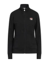 Fila Woman Sweatshirt Black Size S Cotton, Polyester In Black