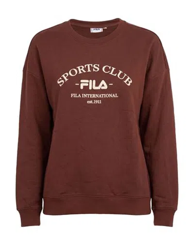 Fila Woman Sweatshirt Brown Size S Cotton, Polyester In Multi