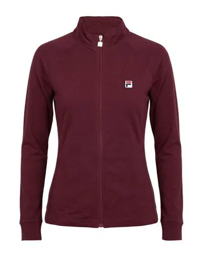Fila Woman Sweatshirt Burgundy Size Xs Cotton, Elastane