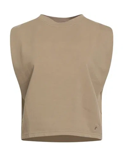 Fila Woman Sweatshirt Khaki Size M Cotton, Elastane In Brown