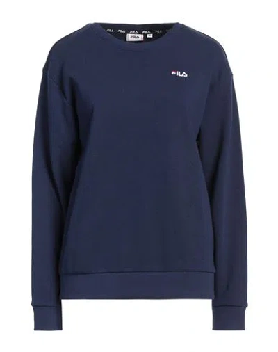 Fila Woman Sweatshirt Navy Size M Cotton, Polyester