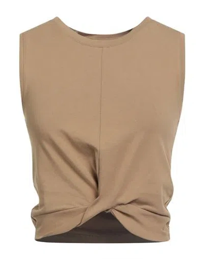 Fila Woman T-shirt Khaki Size S Cotton, Elastane In Brown