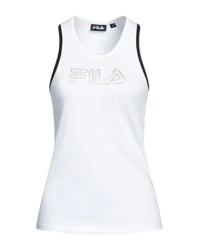 Fila Woman Tank Top White Size Xxl Cotton