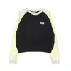 Fila Women's Cropped Crewneck Lightweight Sweatshirt Tabor Raglan Cropped Crewneck Black Beauty/sweet Cor In Multi