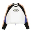 Fila Women's Cropped Lightweight Crewneck Sweatshirt Bane Blocked Cropped Crew Sweat Black/bright White/c In White