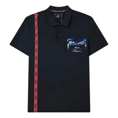 Fila X 3.1 Phillip Lim Crossover Printing Casual Short Sleeve Polo Blue In Black