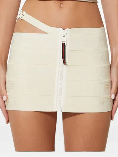 Fila X Aries Side-buckle Mini Skirt In Neutral
