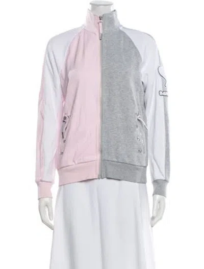 Pre-owned Fila X Bandier Colorblock Pattern Bomber Jacket In Pink