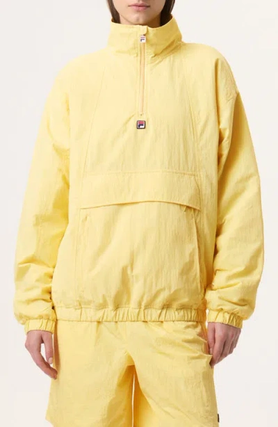 Fila X Hailey Half Zip Nylon Oversize Jacket In Popcorn