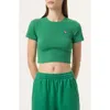 Fila X Hailey Stretch Cotton Rib Baby Tee In  Green