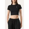 Fila X Hailey Stretch Cotton Rib Baby Tee In Black